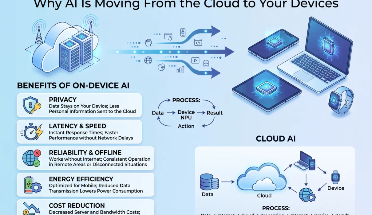 On-Device AI Explained Why AI Is Moving From the Cloud to Your Devices